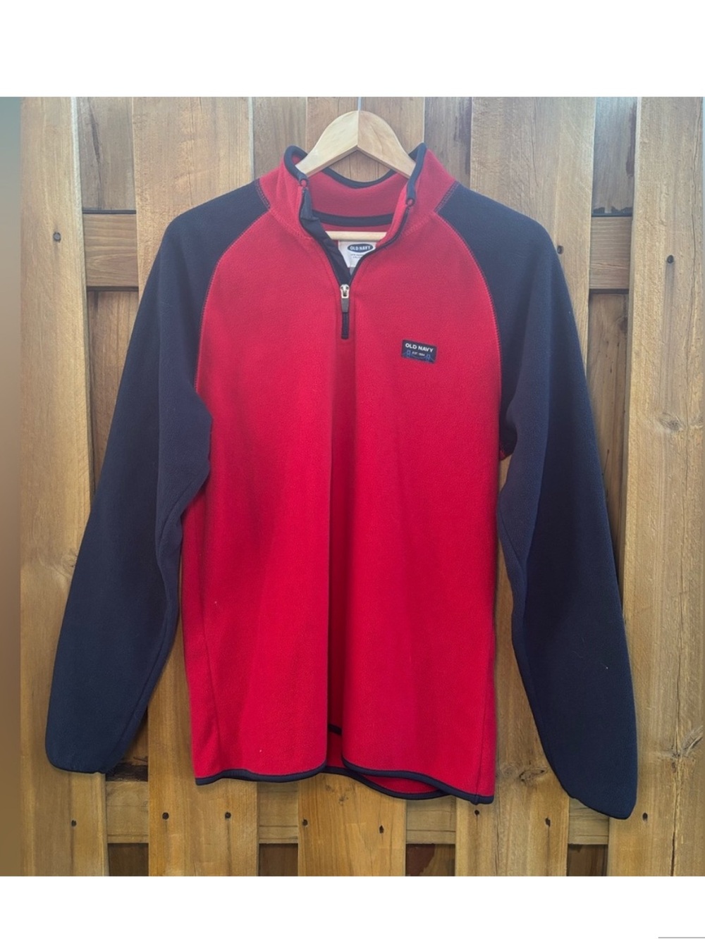 Old Navy Red and Blue Fleece Half-Zip Pullover